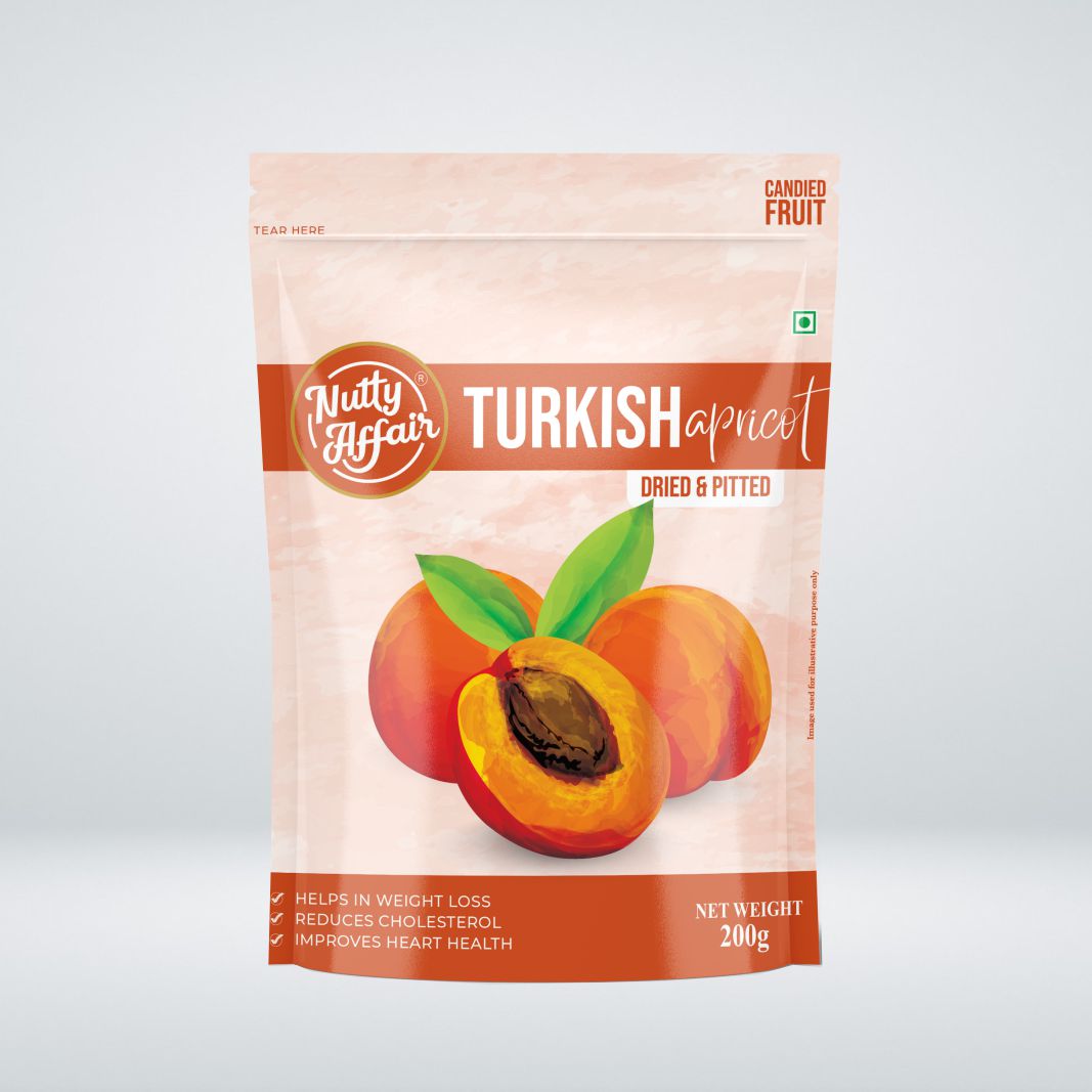 Nutty Affair Turkish Apricot Candied Fruit Dried and Pitted Helps to Weight Loss - 200 gm