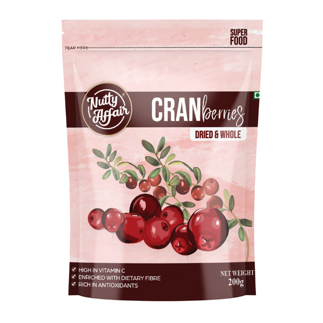 Nutty Affair Dried Cranberries Healthy Snacks | High in Antioxidants - 200 gm