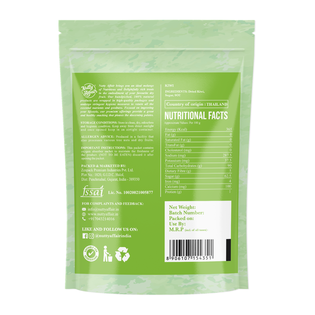 Nutty Affair Dried Kiwi Dehydrated Candied Dried Fruit Immunity Booster - 200 gm