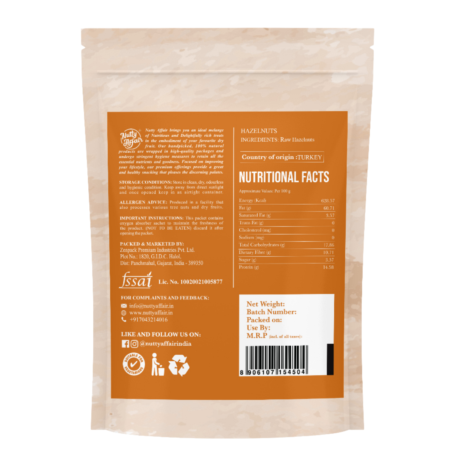 Hazel Nuts Exotic and Unprocessed - 150 gm