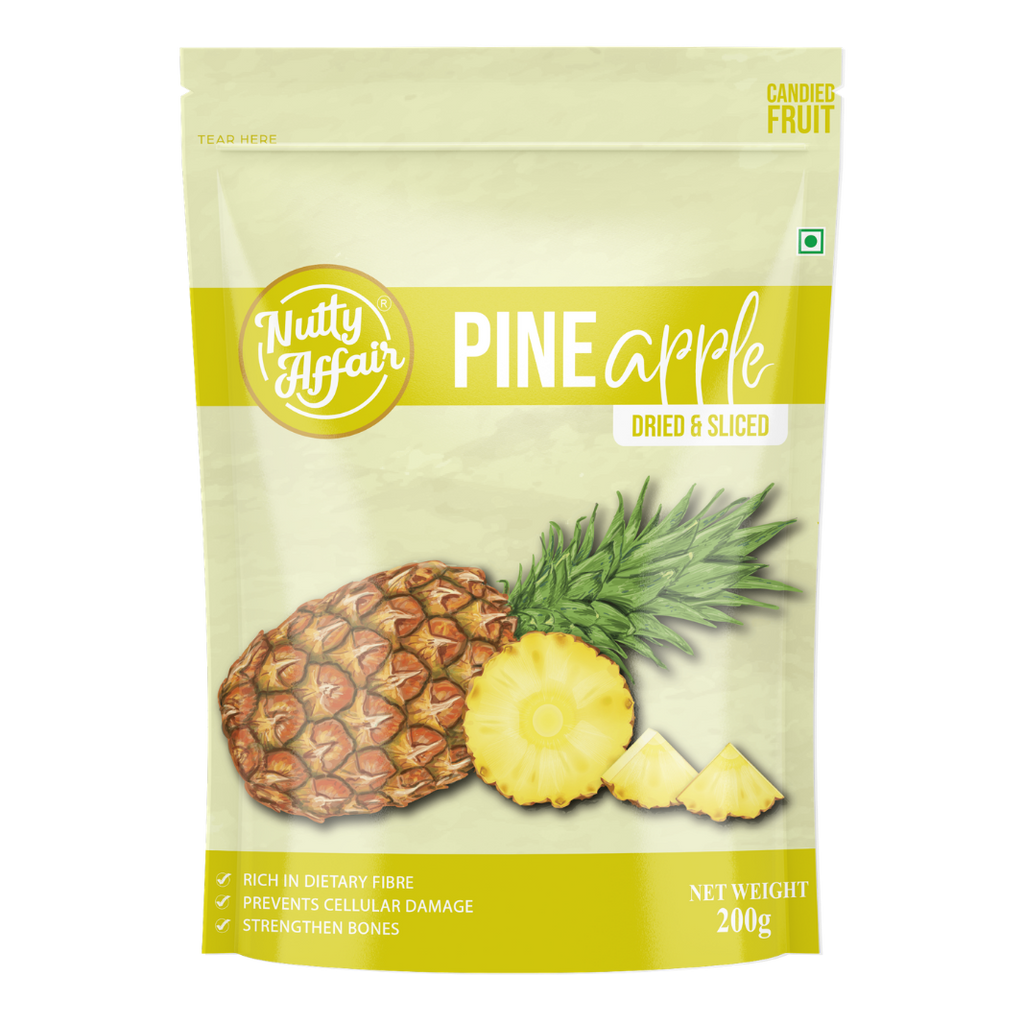 Nutty Affair Dried Pineapple Dried and Sliced Candied Fruit Rich in Dietary Fibre - 200 gm