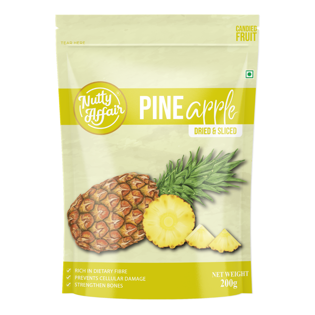 Nutty Affair Dried Pineapple Dried and Sliced Candied Fruit Rich in Dietary Fibre - 200 gm