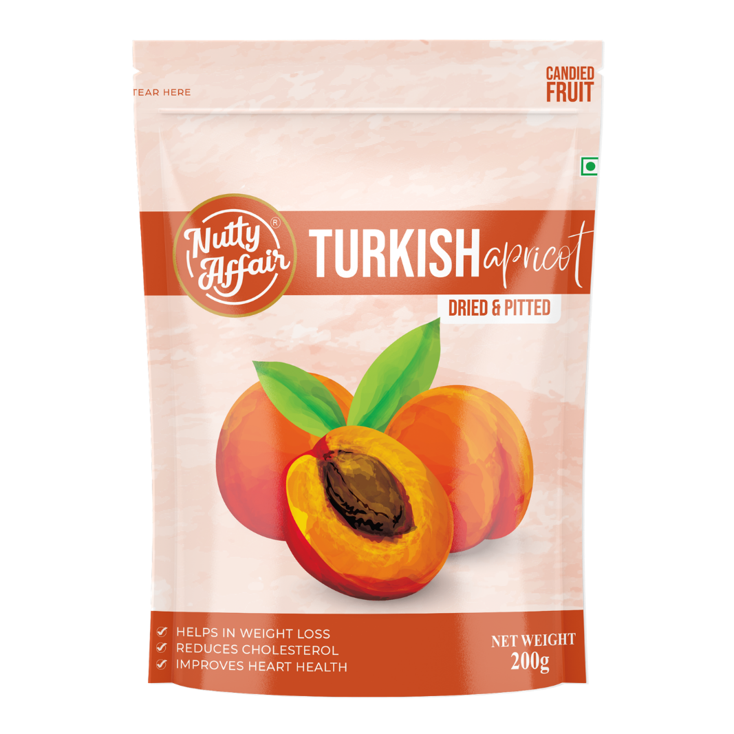 Nutty Affair Turkish Apricot Candied Fruit Dried and Pitted Helps to Weight Loss - 200 gm