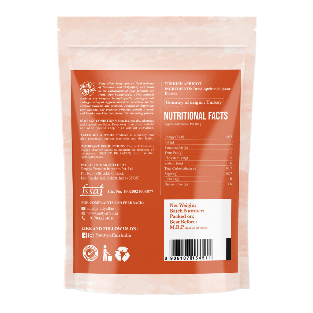Nutty Affair Turkish Apricot Candied Fruit Dried and Pitted Helps to Weight Loss - 200 gm