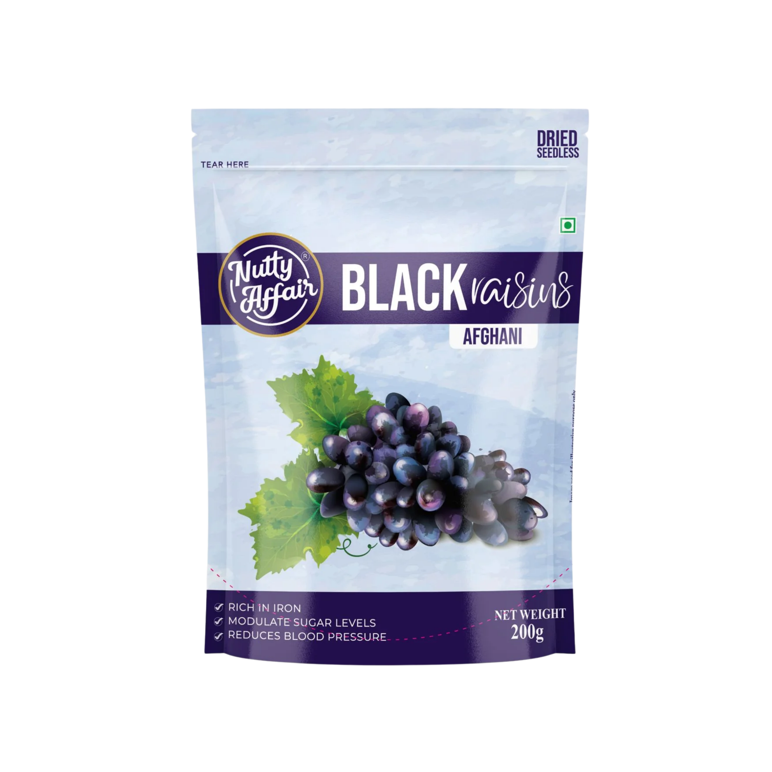 Black Raisins Dried and Seedless Afghani - 200 gm