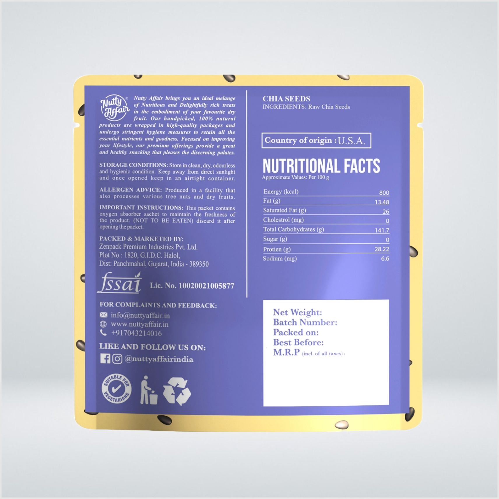 Natural Chia Seeds - 120 gm