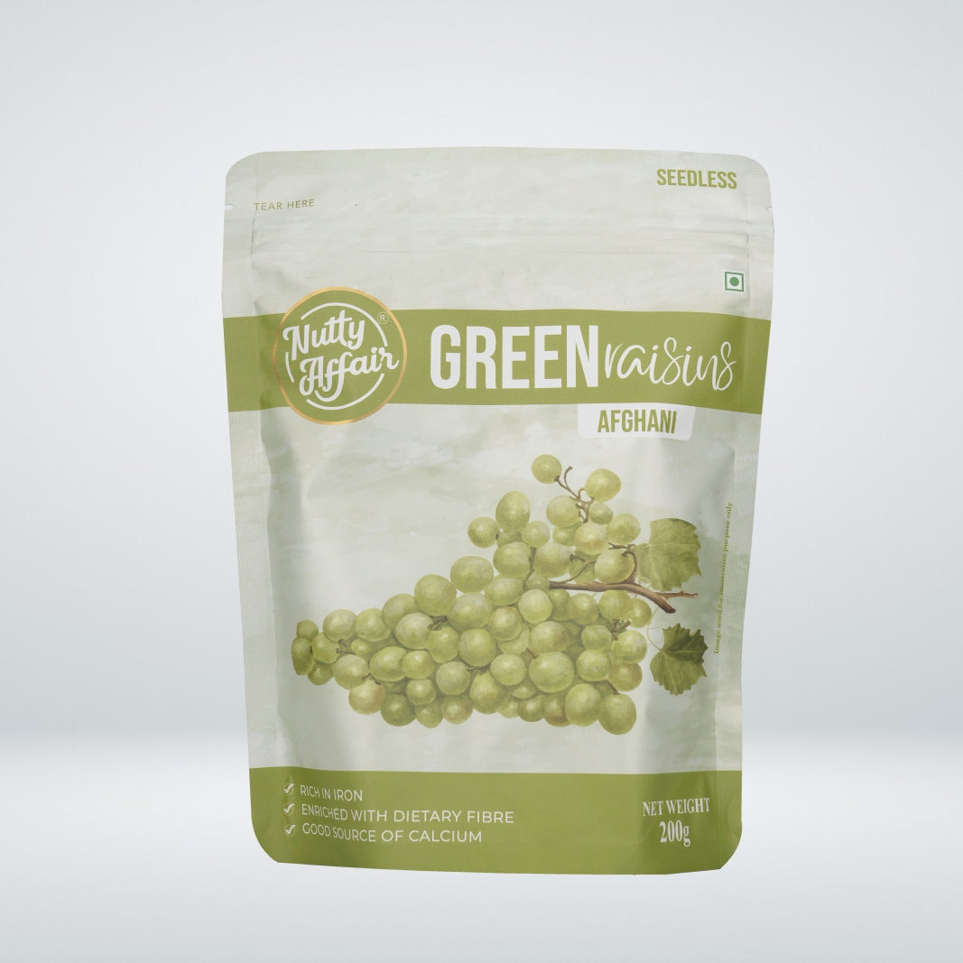 Green Raisins Dried and Seedless Afghani Raisins - 200 gm
