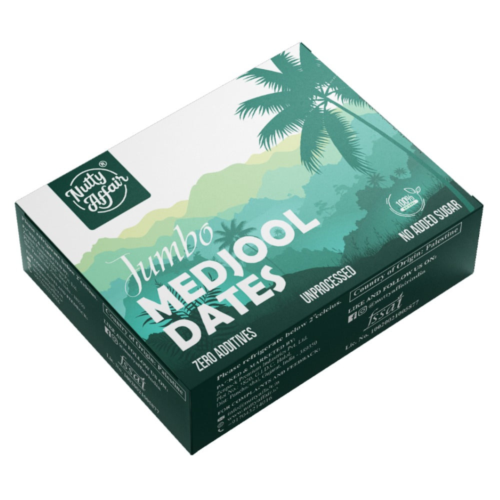 Nutty Affair Unprocessed Jumbo Medjool Dates with Zero Additives - 500 gm